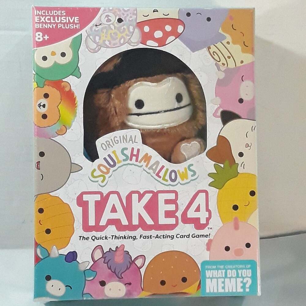 Squishmallows Take 4 Card Game with Exclusive Benny Plush